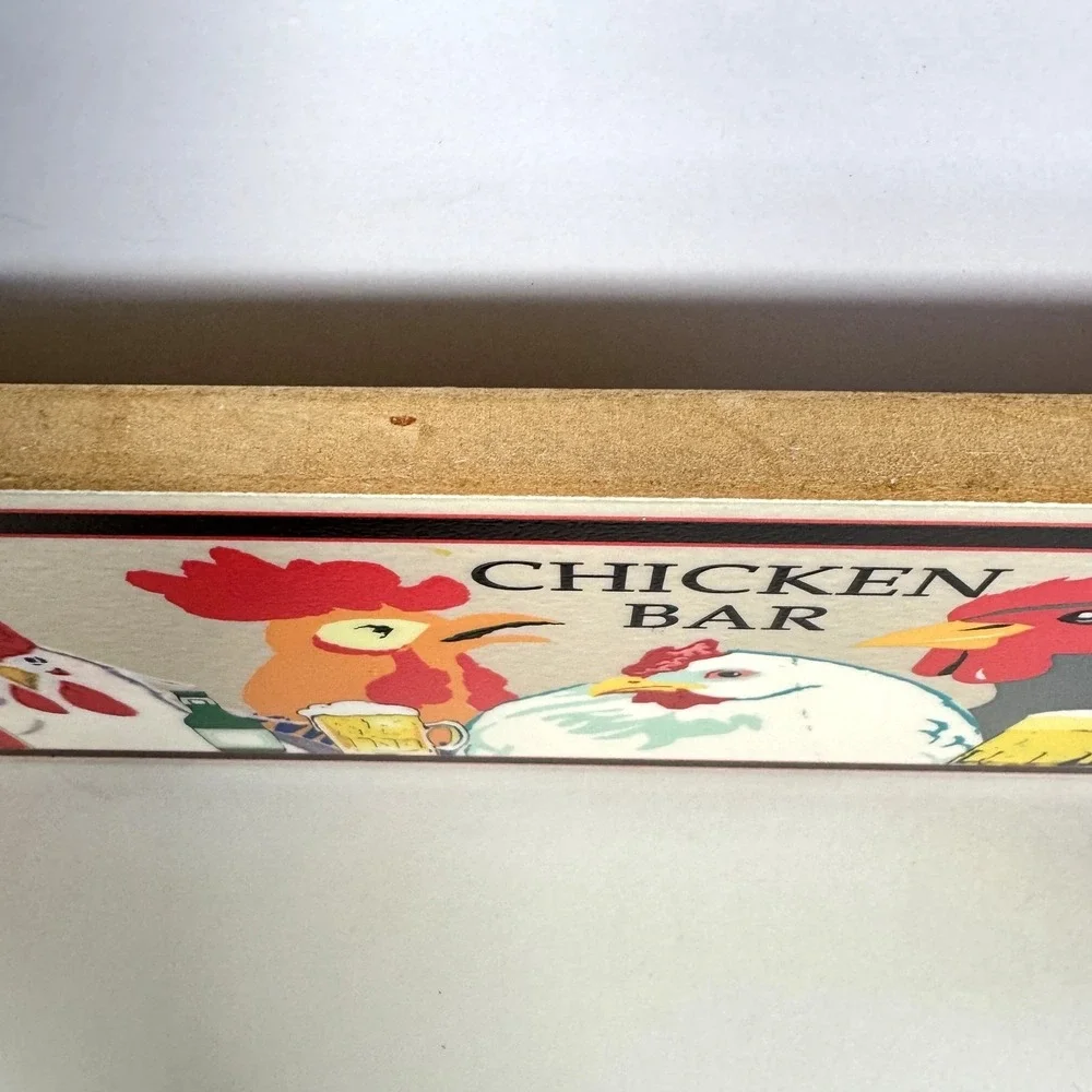 Montage Key West 2004 Bar Sign Chickens Drinks Hand Cut Embossed Glossy‎ Signed